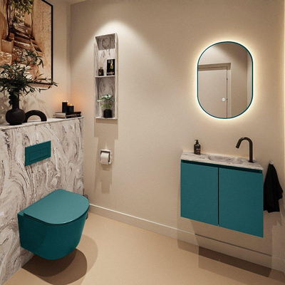 MONDIAZ TURE-DLUX 60cm toiletmeubel Smag. EDEN wastafel Glace positie rechts. Met 1 kraangat.