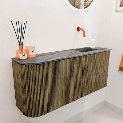 Mondiaz JOYA-DLUX 91.6cm toiletmeubel - ronding links kleur Dusk - Wastafel FAYE positie Rechts Zonder kraangat kleur Sombra.