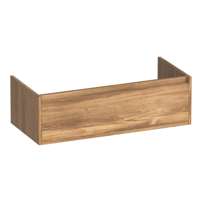 BRAUER Hope wastafelonderkast - 99x30x45.5cm - 1 softclose lade greeploos - 1 sifon uitsparing - Honey