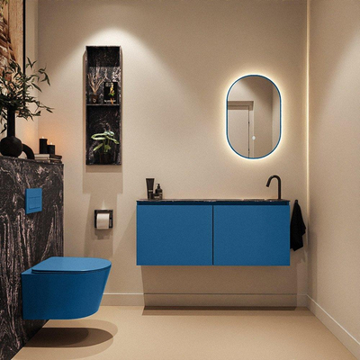 MONDIAZ TURE-DLUX Meuble toilette - 120cm - Jeans - EDEN - vasque Lava - position droite - 1 trou de robinet