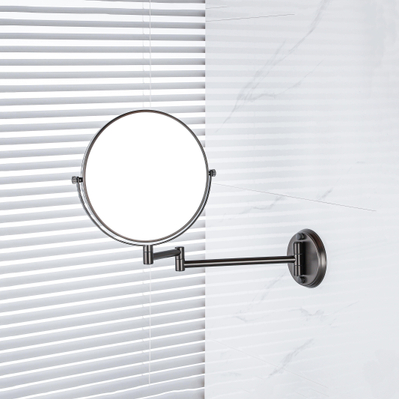 Fortifura Calvi make-up spiegel - 20cm - rond - PVD - geborsteld gunmetal (antraciet)