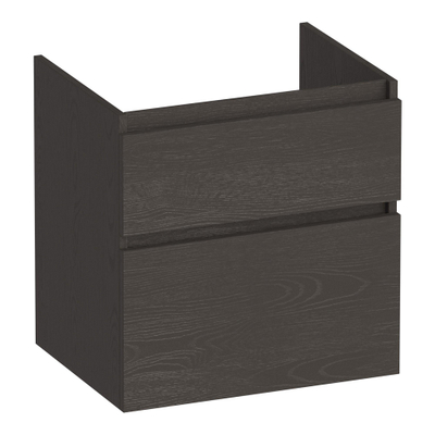 BRAUER Delight wastafelonderkast - 60x46x60cm - 2 softclose lades - greeploos - 1 sifon uitsparing - Timber Anthracite