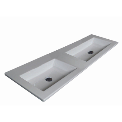 Basic Bella Meuble avec lavabo acrylique 120x55X46cm sans trou de robinet Blanc brillant