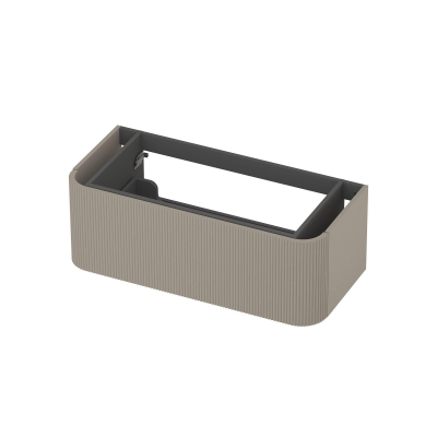 INK Concept R Meuble sous-lavabo - 100x45x35cm - 1 tiroir - poignées en saillie - fraisées - angles arrondis - MDF laqué - coton crème mat