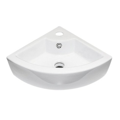 Best Design Floor Lavabo d’angle 32.5x32.5x13cm blanc avec 1 trou de robinet porcelaine