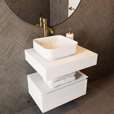 Mondiaz TOP 51 Topblad - 40x51x12cm - geschikt voor afdekplaat - Solid surface - Talc