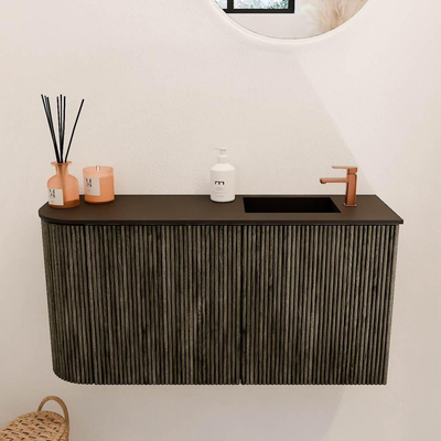 Mondiaz JOYA 81.6cm toiletmeubel - ronding links kleur Shadow - Wastafel FAYE positie Rechts 1 kraangat kleur Urban.