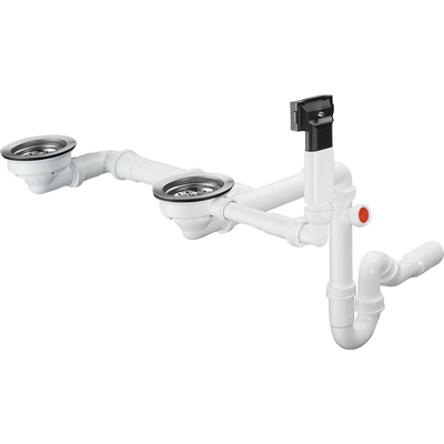 Hansgrohe D17-10 mechanische afvoerset voor dubbele waskom graniet chroom