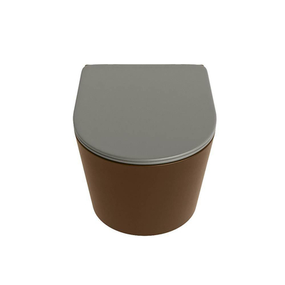 Mondiaz LAVIE WC suspendu – sans bride – 36 x 53 cm – avec abattant softclose – Rust (brun), abattant Smoke (brun clair)