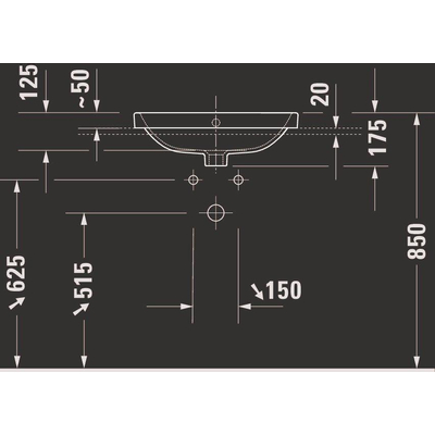 Duravit No.1 Halfinbouwwastafel - 55x43.5cm - 1 kraangat - met overloop - glans wit