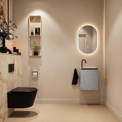 MONDIAZ TURE-DLUX Meuble toilette - 40cm - Plata - EDEN - vasque Frappe - position droite - 1 trou de robinet