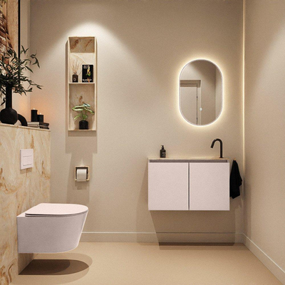 MONDIAZ TURE-DLUX meuble WC 80 cm Rosee. EDEN lavabo Frappe position droite. Avec 1 trou de robinet.