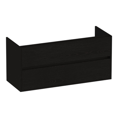 BRAUER Adore wastafelonderkast - 120x46x55cm - 2 softclose lades - greeploos - 1 sifon uitsparing - Timber Black