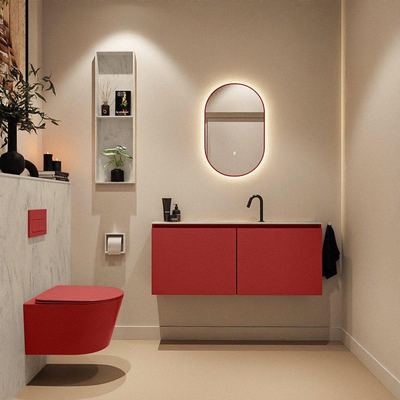 MONDIAZ TURE-DLUX Meuble toilette - 120cm - Fire - EDEN - vasque Opalo - position centrale - 1 trou de robinet