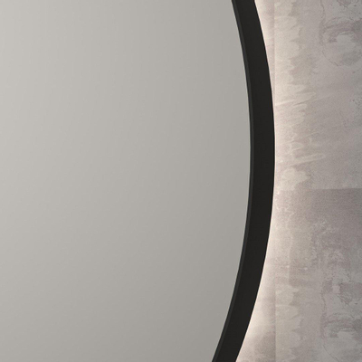 Ink spiegels miroir sp17 rond dans un cadre en acier, y compris le chauffage à led indir. couleur changeante. dimmable et interrupteur 100x100cm noir mat