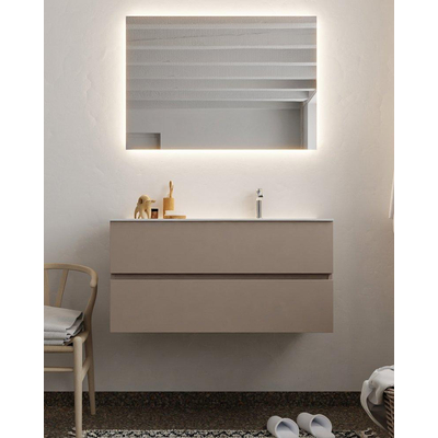 Mondiaz VICA ensemble de meuble de salle de bain - 100cm - meuble sous-vasque fumée - 2 tiroirs - lavabo lune droite - 1 trou de robinet - version XL 60cm de haut