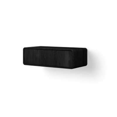 Looox Wooden Rounded – Meuble de salle de bains – 30 × 100 × 46 cm – 1 tiroir – chêne noir