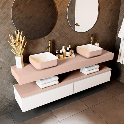Mondiaz TOP 41 Vrijhangend Topblad - 180x41x12cm - geschikt voor waskom - Solid surface - Rosee