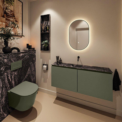 MONDIAZ TURE-DLUX 120cm toiletmeubel Army. EDEN wastafel Lava positie midden. Zonder kraangat.