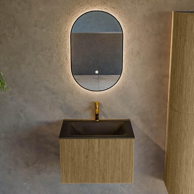 Mondiaz KURVE Badkamermeubelset - 60x46x40cm - 1 lade - wastafel solid surface - midden - 1 kraangat - Dusk