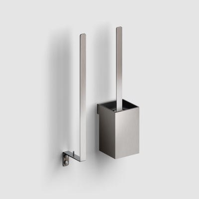 Clou Fold toiletborstelgarnituur - 35.5cm hoog - wandmodel - geborsteld RVS