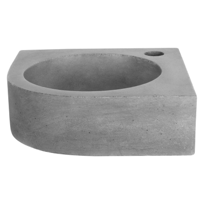 Differnz Cleo hoekfonteinset – 31.5x31.5x10 cm – beton grijs – gebogen mat gouden kraan