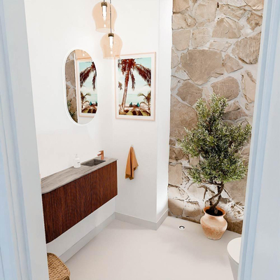 Mondiaz JOYA-DLUX 101.6cm toiletmeubel - ronding links kleur Ruby - Wastafel FAYE positie Rechts 1 kraangat kleur Oza.