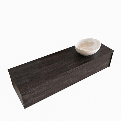 Mondiaz LUSH Meuble salle de bains avec 1 tiroir lavabo BARCO 150x30x45cm Droite sans trou de robinet Dark brown/Brun foncé