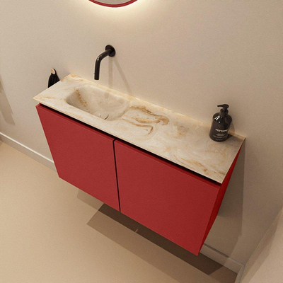 MONDIAZ TURE-DLUX 80cm toiletmeubel Fire. EDEN wastafel Frappe positie links. Zonder kraangat.