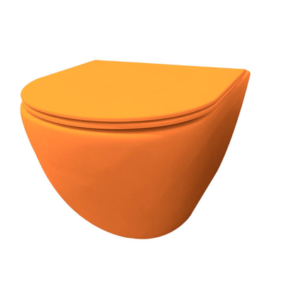 Best Design morrano-49-zonder-spoelrand wandcloset blinde bevestiging incl. zitting mat-oranje oranje mat