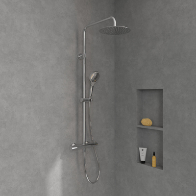 Villeroy & Boch Verve Showers Douchesysteem - met drie functies - voor wandmontage - hoogglans chroom