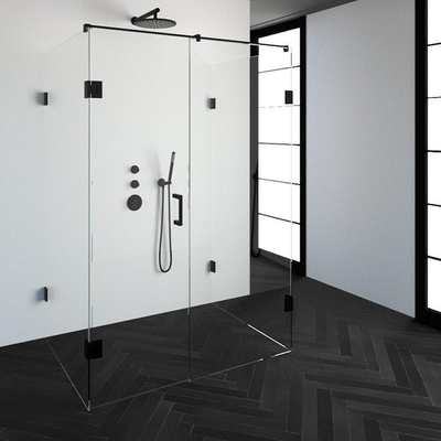 Saniclass Create Cabine de douche XL 140x100cm sans profilé avec verre de sécurité anticalcaire 8mm noir mat