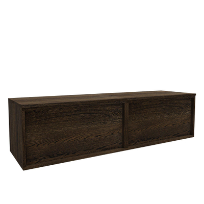 Saniclass Holz Frame Badkamermeubelset - 160x45x42cm - houten topblad - zonder kraangat - 2 lades - mat eiken charcoal (hout)