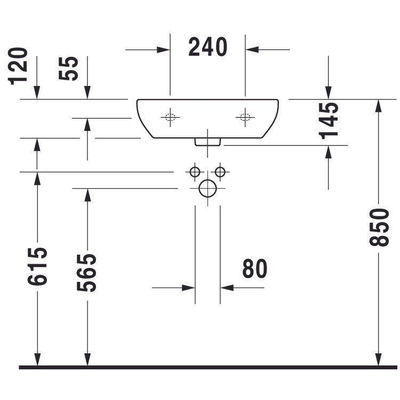 Duravit D-code Fontein - 45x34cm - zonder kraangat - zonder overloop - wit