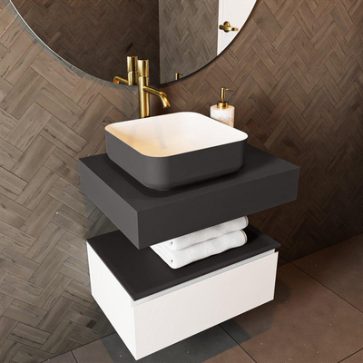 Mondiaz TOP 46 Topblad - 40x41x12cm - geschikt voor afdekplaat - Solid surface - Dark Grey