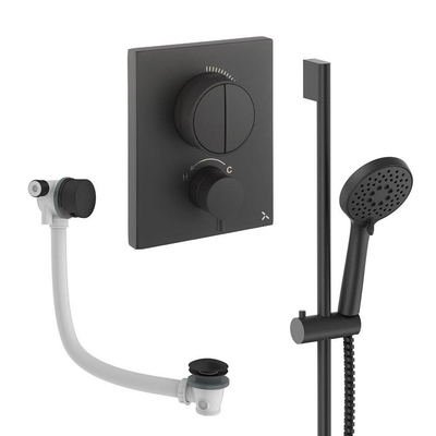 Crosswater MPRO Push Shower Set - 4 Matt Black - 200mm - mat zwart