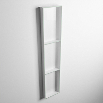 Mondiaz Easy nis 29.5x149.5x8cm voor Inbouw/opbouw 3 open vakken Solid surface Talc/Greey