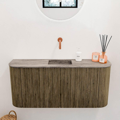 Mondiaz JOYA-DLUX 93.2cm toiletmeubel - ronding links en rechts kleur Dusk - Wastafel FAYE positie Midden Zonder kraangat kleur Oza.