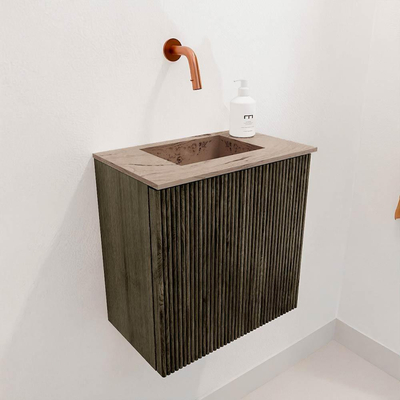 Mondiaz JOYA-DLUX Meuble de toilettes 40 cm - couleur Shadow - Lavabo FAYE position Milieu Sans trou de robinet couleur Arena.