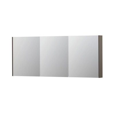 INK SPK2 Spiegelkast - 180x14x74cm - 3 deuren - dubbelzijdige Spiegel - schakelaar en stopcontact - MDF lak taupe mat