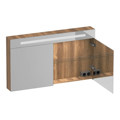 BRAUER Promise Deluxe armoire de toilette - 120x70x15cm - avec éclairage - 2 portes miroir double face - Miel