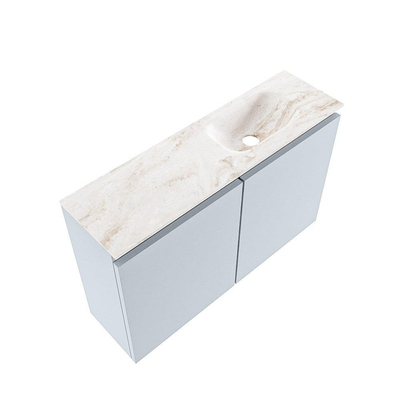 MONDIAZ TURE-DLUX 80cm meuble de toilettes Clay. EDEN lavabo Frappe position à droite. Sans trou de robinet.