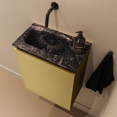 MONDIAZ TURE-DLUX meuble de toilette 40cm Oro. EDEN lavabo Lava position gauche. Sans trou de robinet.