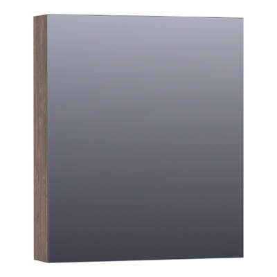 Saniclass Plain Spiegelkast - 60x70x15cm - 1 linksdraaiende spiegeldeur - MFC - burned bark