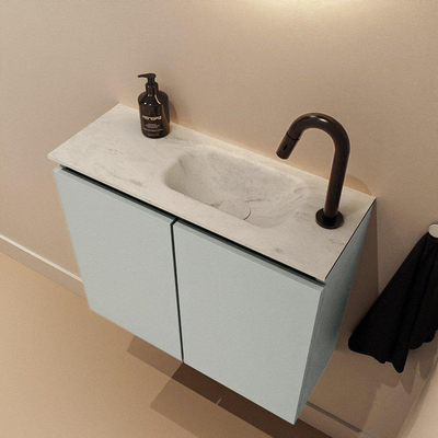 MONDIAZ TURE-DLUX Meuble WC 60 cm Greey. EDEN vasque Opalo position droite. Avec 1 trou de robinet.