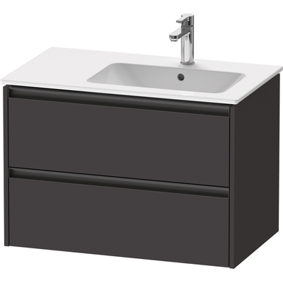 Duravit Ketho.2 Wastafelonderbouwkast - met 2 laden - voor waskom rechts - 81x48x54.9cm - met grepen antraciet - grafiet supermat