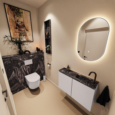MONDIAZ TURE-DLUX 80cm toiletmeubel Cale. EDEN wastafel Lava positie rechts. Met 1 kraangat.