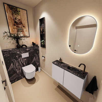 MONDIAZ TURE-DLUX Meuble toilette - 80cm - Cale - EDEN - vasque Lava - position droite - 1 trou de robinet