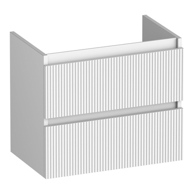 BRAUER Joy Wavy meuble sous lavabo peu profond 60 2 tiroirs softclose - sans poignée - 1 découpe pour le siphon - blanc mat