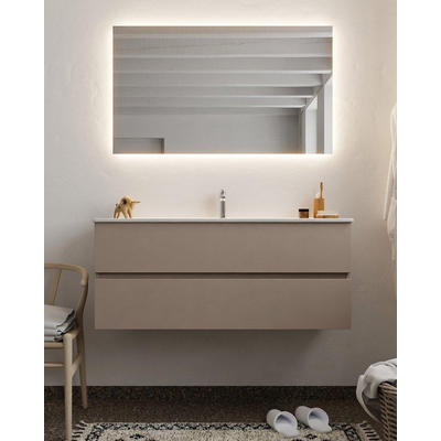 Mondiaz VICA Meuble Smoke avec 2 tiroirs 120x50x45cm vasque lavabo Denia centre 1 trou de robinet